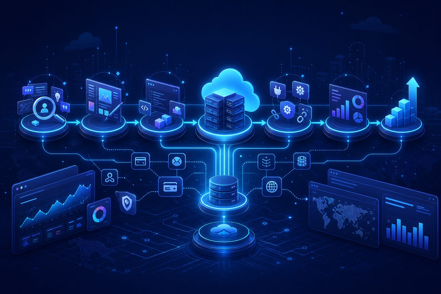 SaaS development process from discovery to cloud deployment and scaling